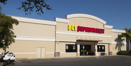 Pet Supermarket- Ada's Natural Market- Part of College Plaza at US 41 & College Parkway in Fort Myers, which also includes Radio Shack, Tijuana Flats, Five Guys, Pet Supermarket, West Marnie, Bank United and Mattress Inc.